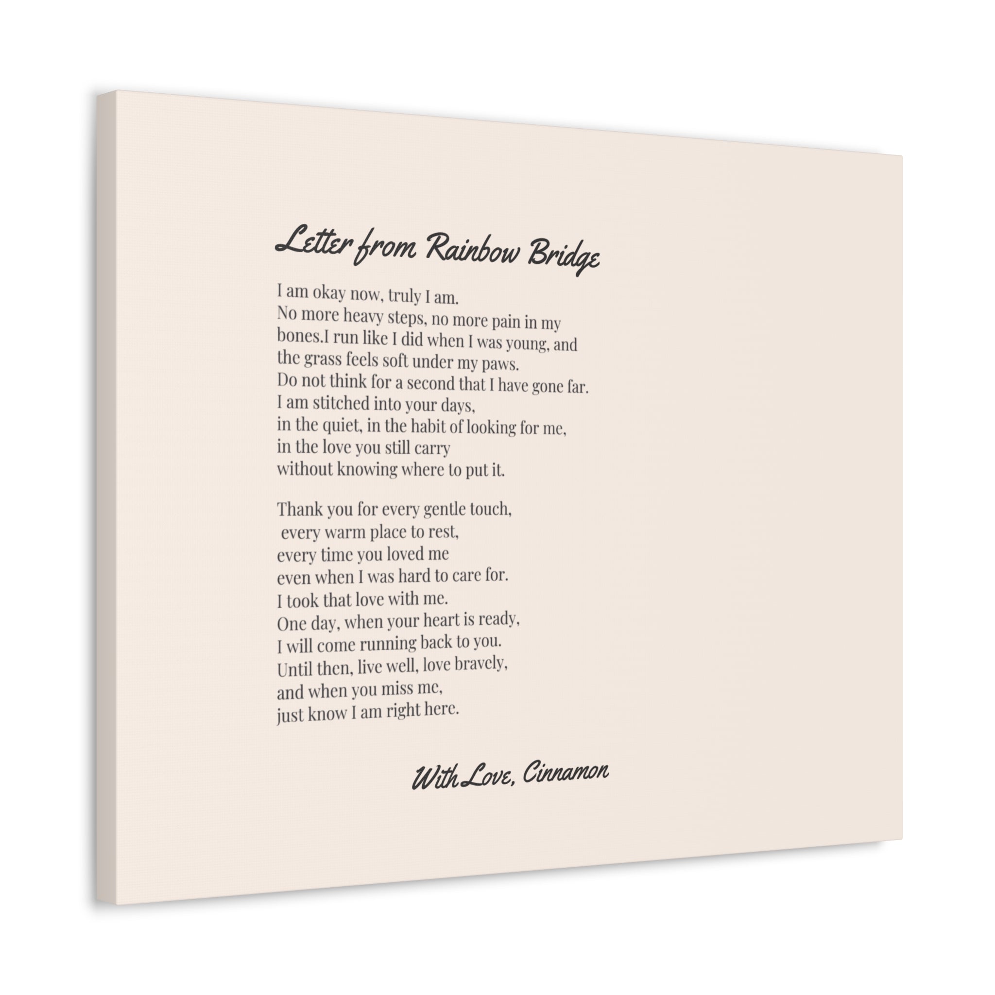 Personalized Rainbow Bridge Poem Canvas Art