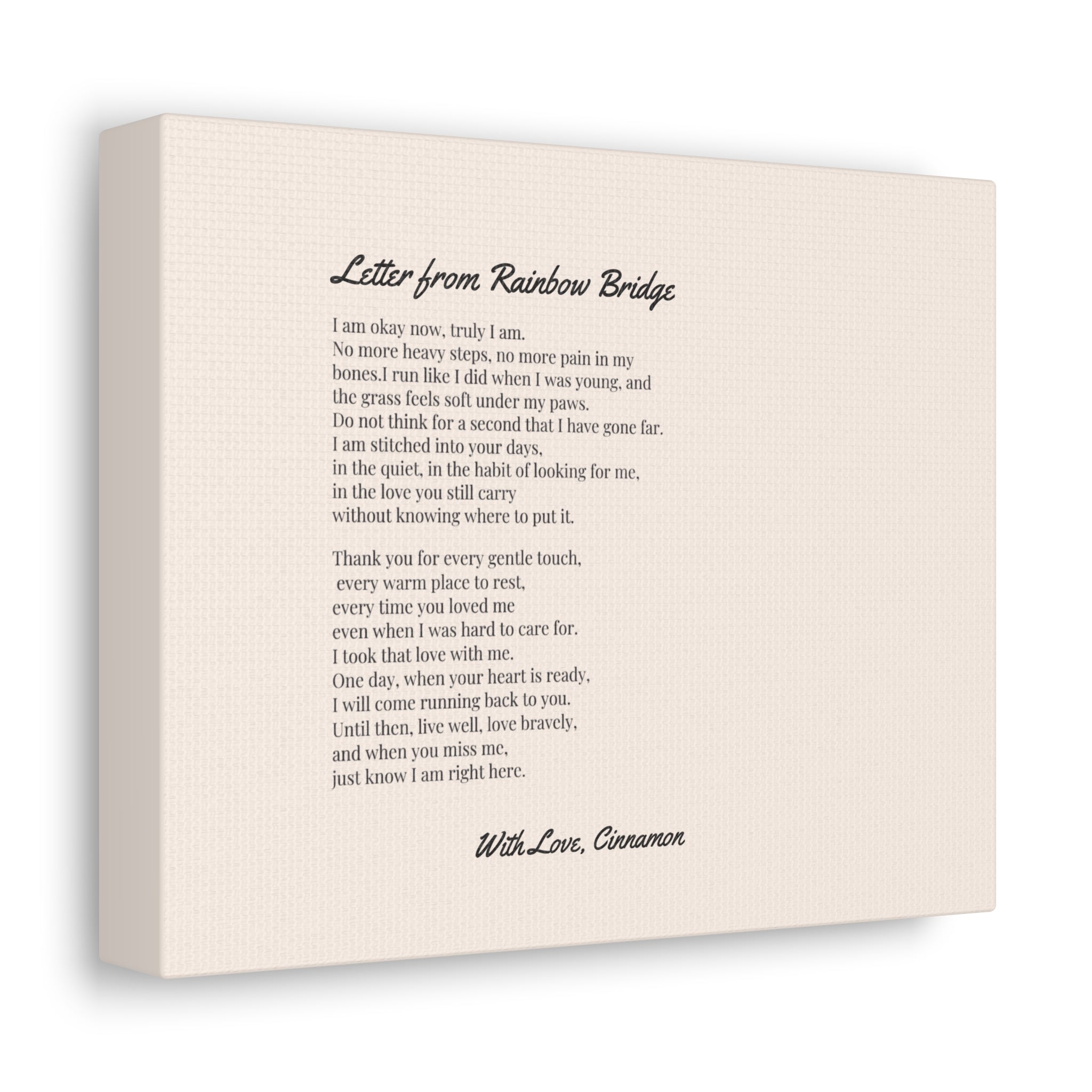Personalized Rainbow Bridge Poem Canvas Art