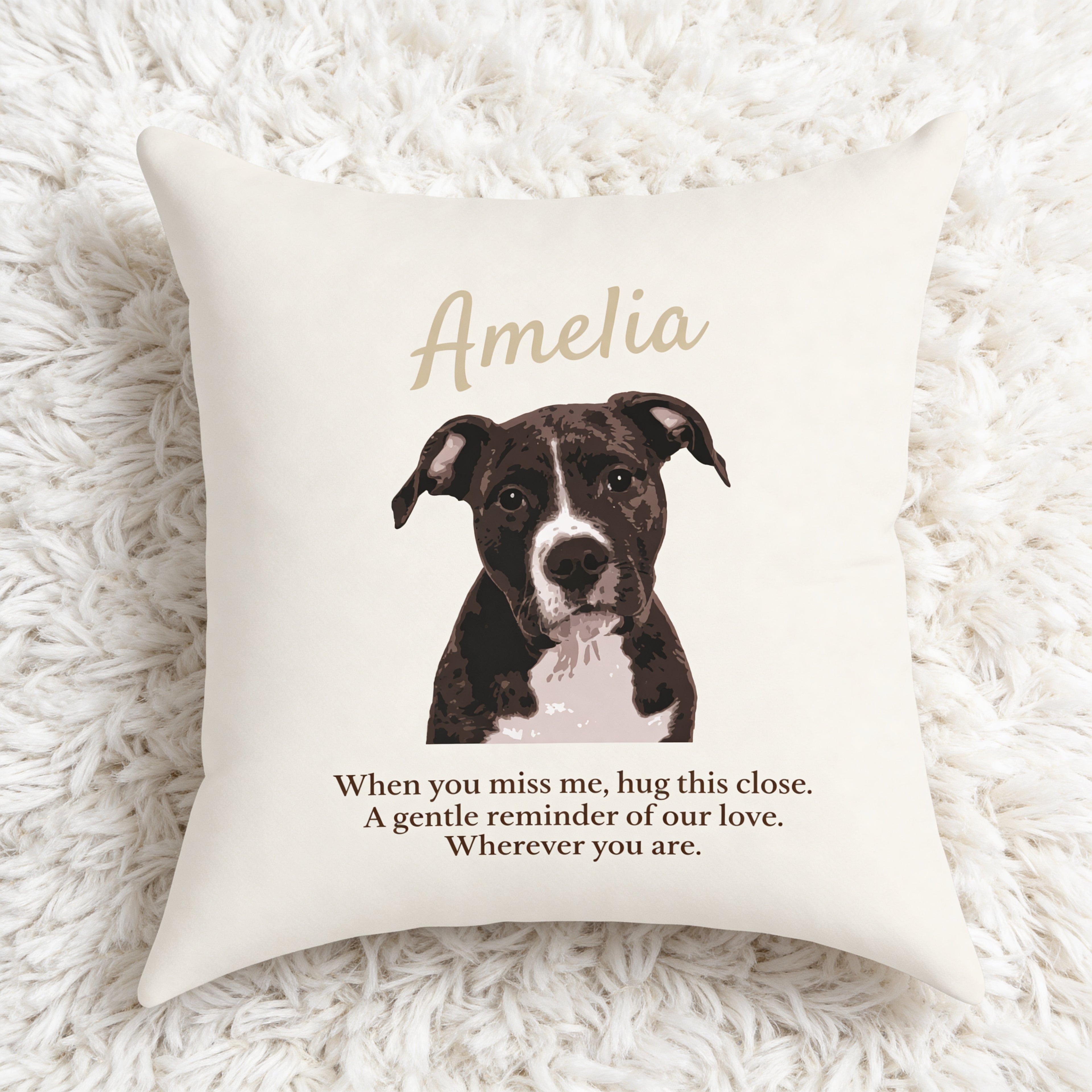 Pet Memorial Pillow — Custom Photo with Name & Personalized Message