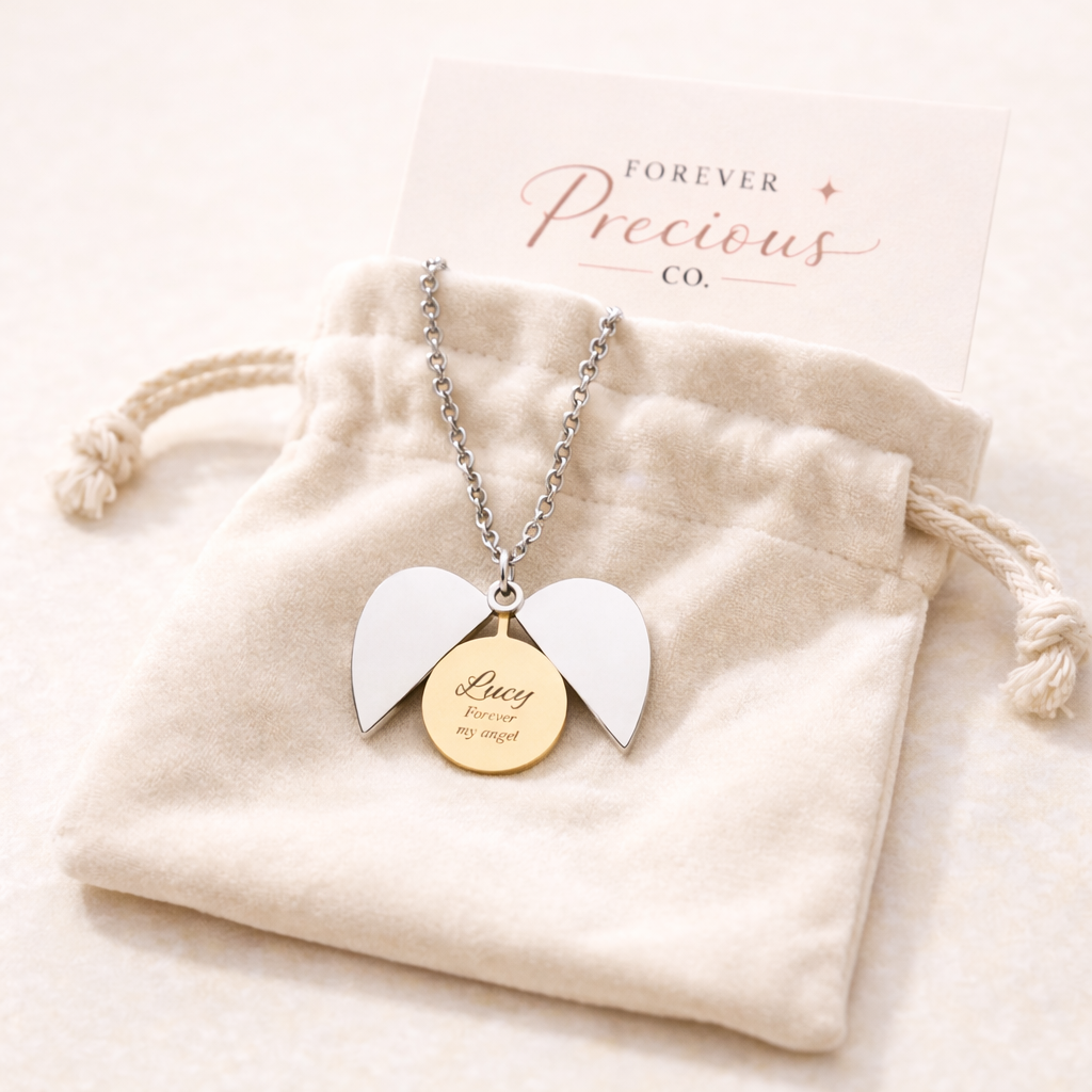 Personalized Angel Heart Necklace