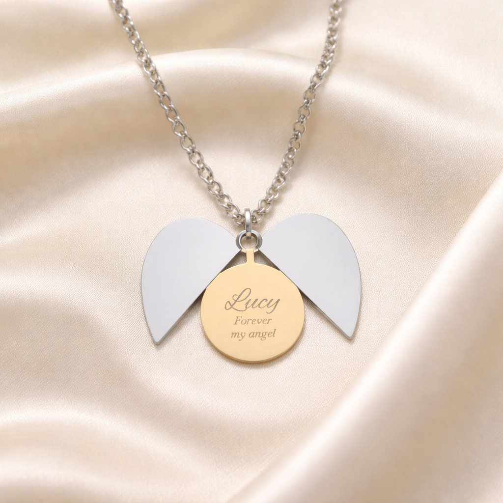 Personalized Angel Heart Necklace