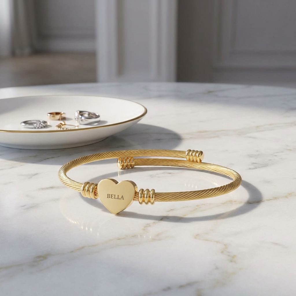 Engraved In My Heart Cuff Bracelet