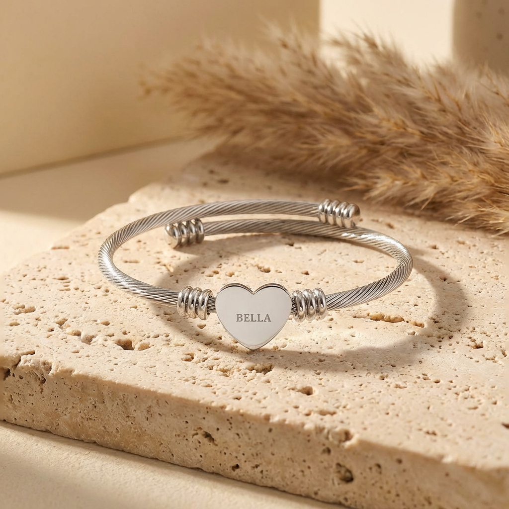 Engraved In My Heart Cuff Bracelet